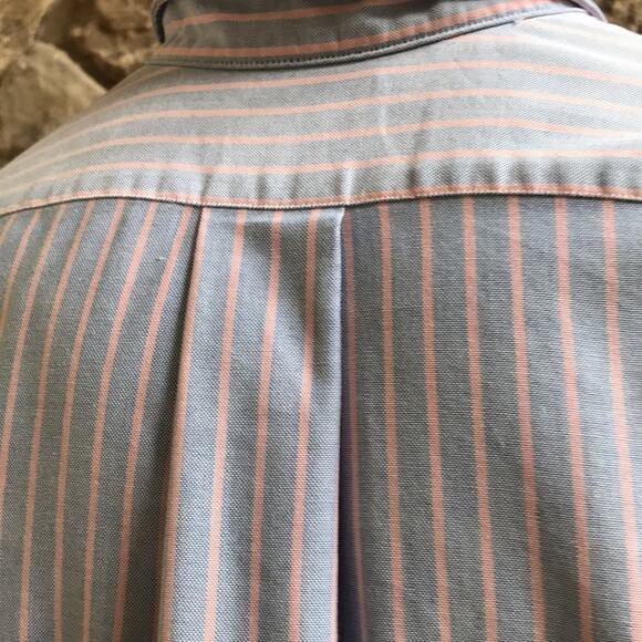 L.L. Bean Striped Cotton Blend Pink Blue Button Down Shirt Men's Size 17-33 - Picture 5 of 6